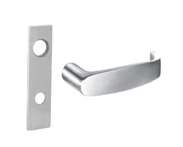 Office Mortise Trim Only with L Lever & LW1 Escutcheon, Satin Chrome
