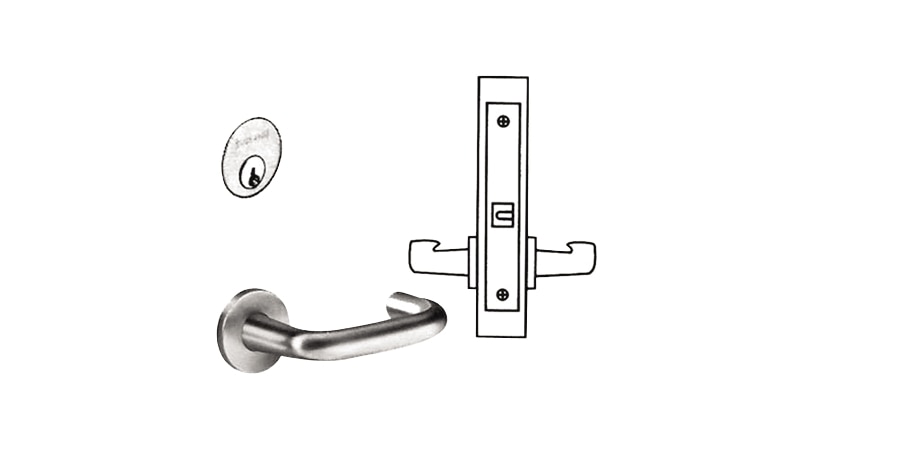 Passage Mortise Trim Only with J Lever & LN Rose, Satin Chrome