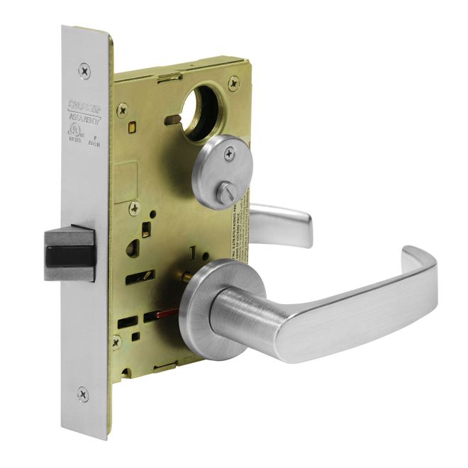 Mortise Privacy Latch Trim Only with L Lever & LN Rose, Satin Chrome