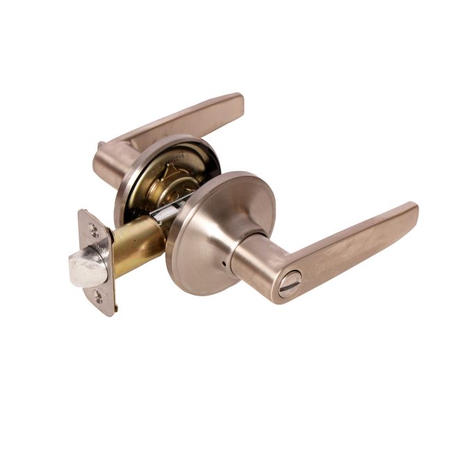 Olympic Lever with Round Rose Privacy Lockset Grade 3, Satin Nickel