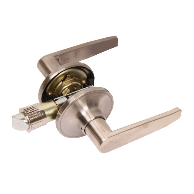 Olympic Lever with Round Rose Passage Lockset Grade 3, Satin Nickel