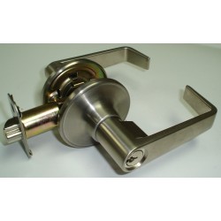 Calypso Lever with Round Rose Keyed Entry Lockset Grade 3 with KW1 Keyway, Satin Nickel