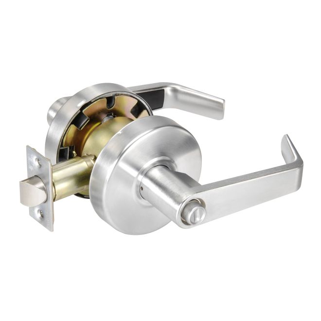 2.75 in. Backset Commercial Privacy Augusta Lever Grade 2 Cylindrical Lock, Satin Chrome