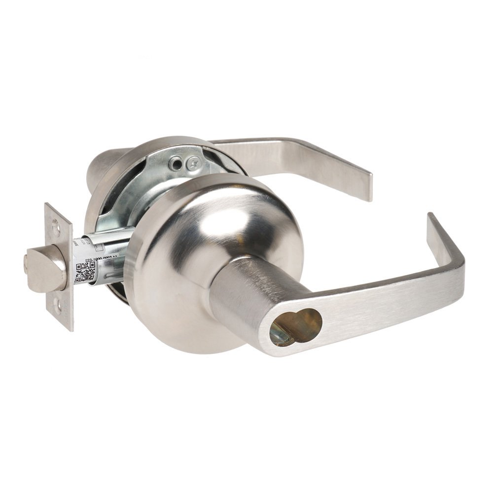 Commercial Office Entry Augusta Lever Grade 2 Cylindrical Lock Less Cylinder, Satin Chrome