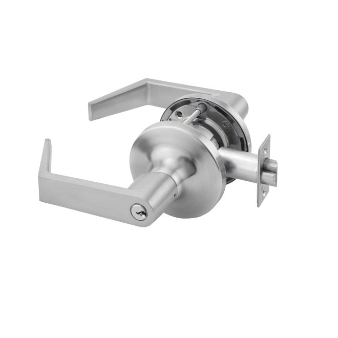 Commercial Office Entry Augusta Lever Grade 1 Cylindrical Lock Less Cylinder, Satin Chrome