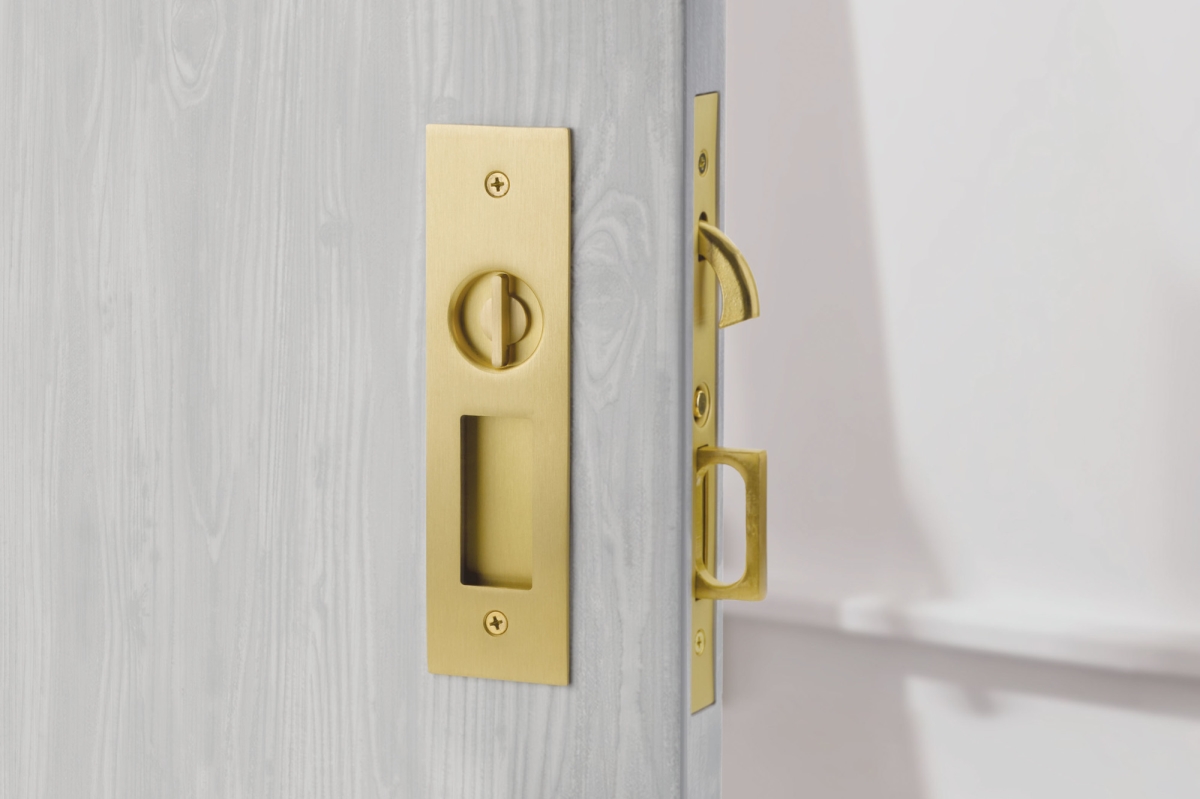 1.75 in. Narrow Modern Rectangular Privacy Pocket Door Mortise Lock for Door, Flat Black
