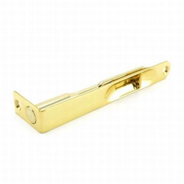 6 in. Solid Brass Rounded Manual Flush Bolt, Bright Polished Brass