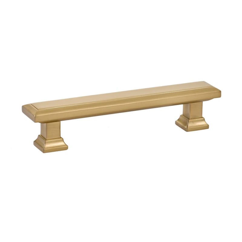 5 in. Center to Center Geometric Rectangular Cabinet Pull, Satin Brass