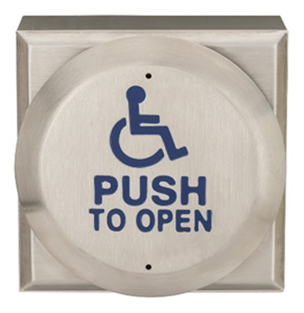 Round Push Plate with Aluminum Box, Stainless Steel - Large