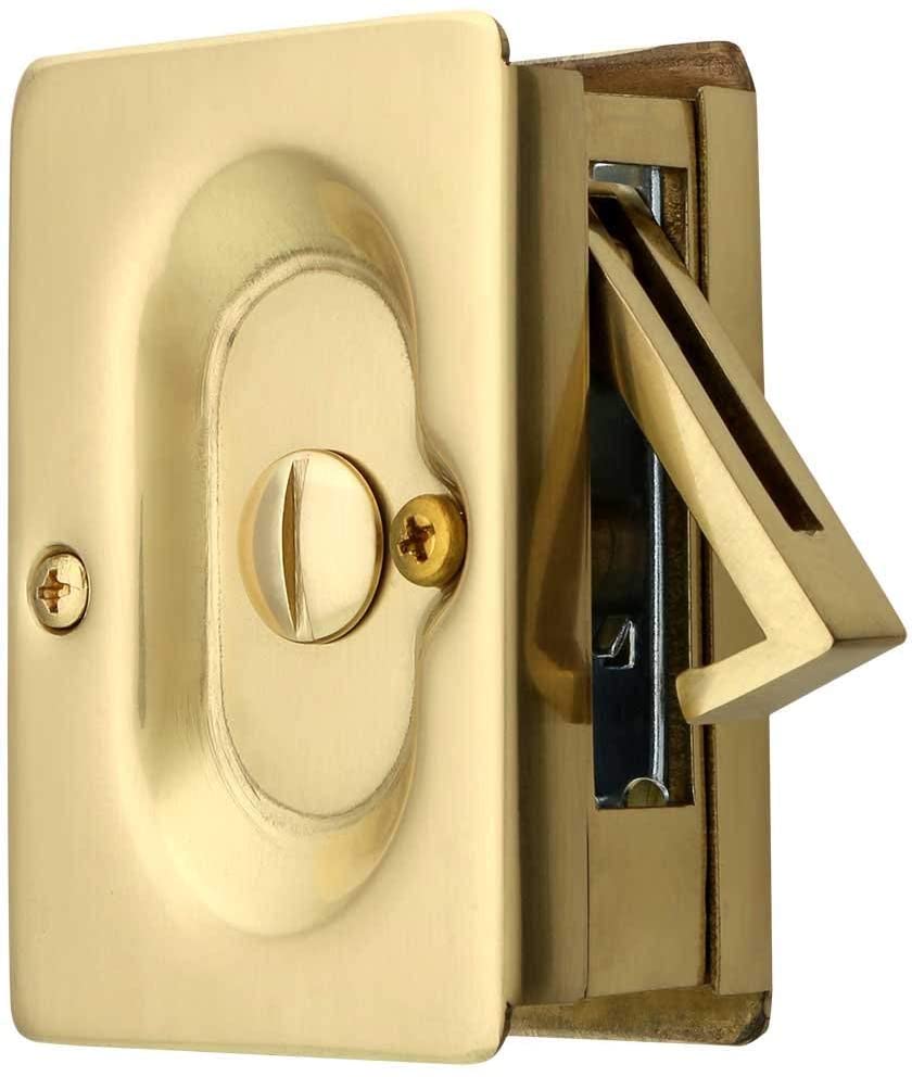 Privacy Pocket Door Lock, Satin Brass