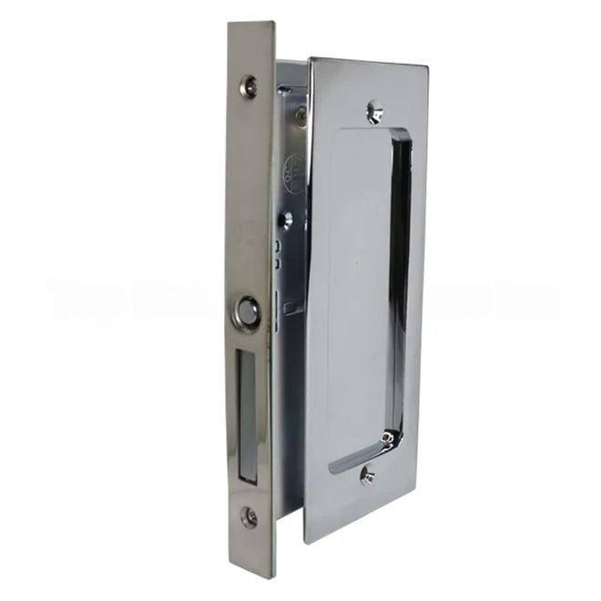 Modern Rectangular Passage Pocket Door Mortise Lock for Door, Bright Chrome