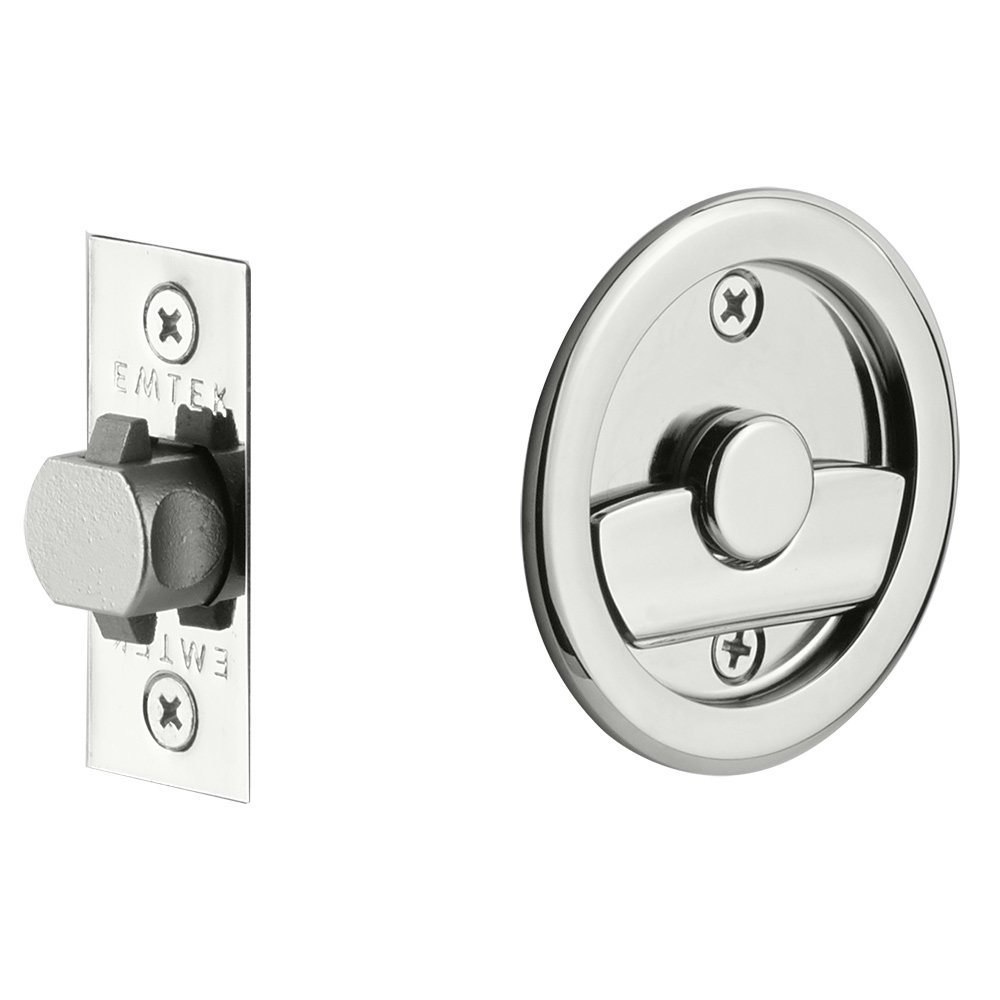 Round Tubular Privacy Pocket Door Lock - Chrome - 2.5 in.