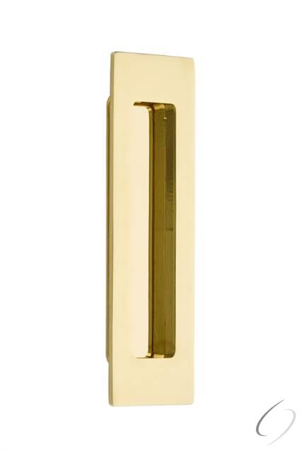 Modern Rectangular Flush Pull, Bright Brass