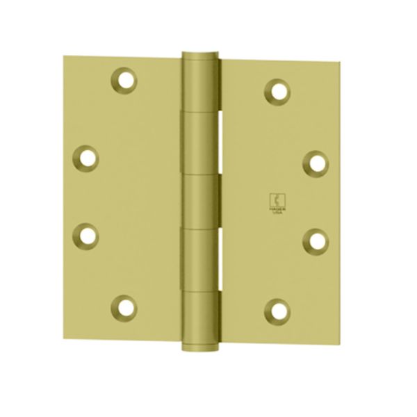 4 x 4 in. 0.25 in. Radius Full Mortise Standard Weight Plain Bearing Hinge, Satin Brass