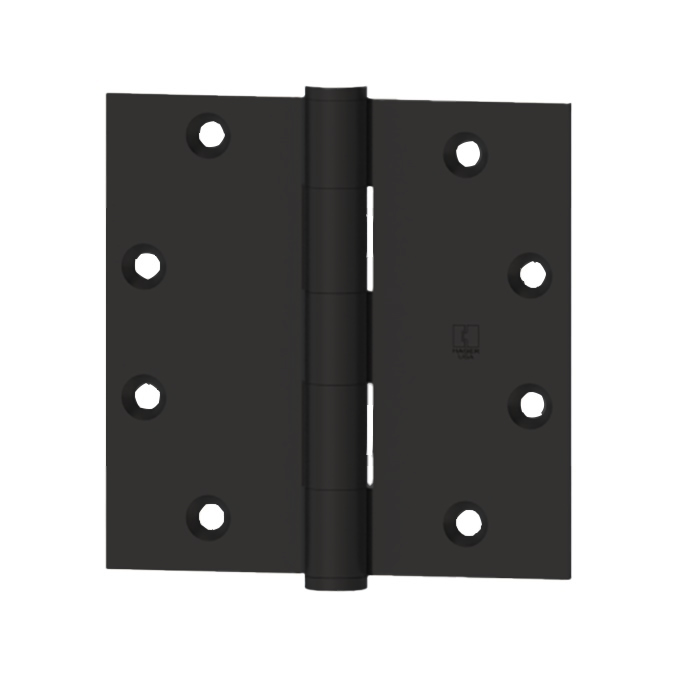 4 x 4 in. 0.25 in. Radius Full Mortise Standard Weight Plain Bearing Hinge, Flat Black