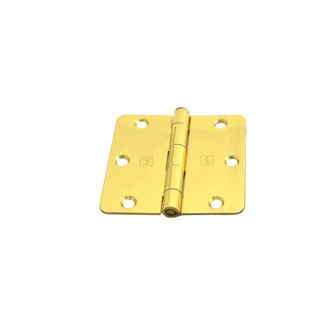 3.5 x 3.5 in. 0.25 in. Radius Full Mortise Residential Hinge, Bright Brass