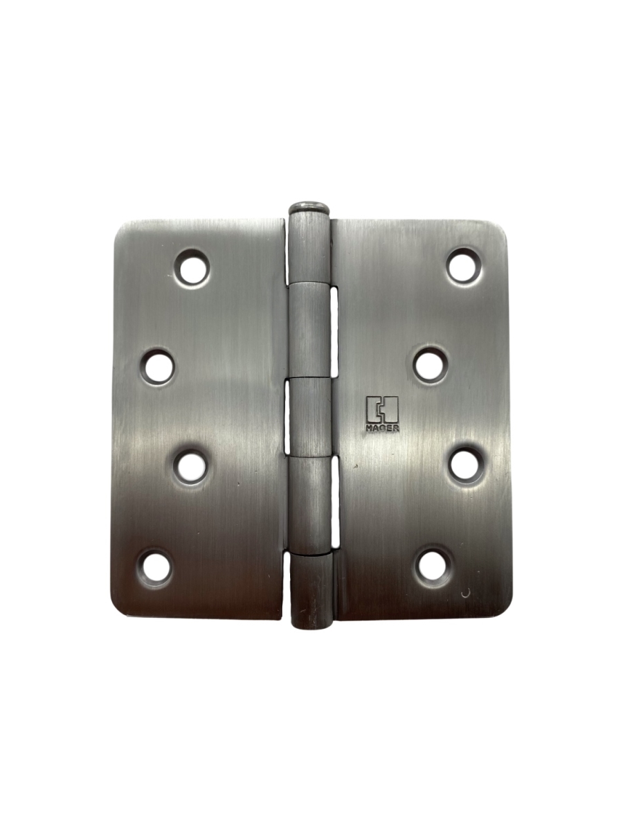 4 x 4 in. 0.25 in. Radius Full Mortise Residential Hinge, Satin Stainless Steel