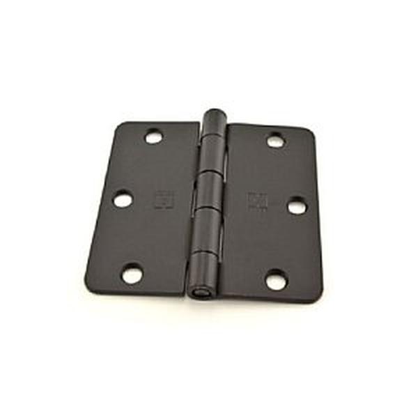 3.5 x 3.5 in. 0.25 in. Radius Full Mortise Residential Plain Bearing Hinge, Dull Black