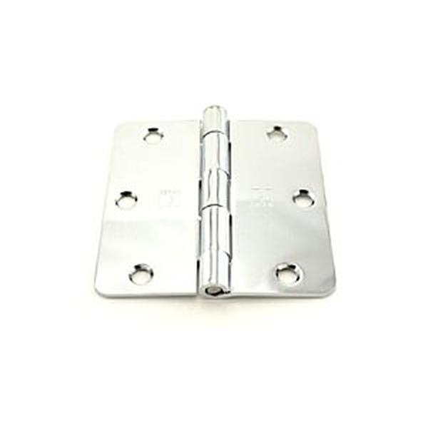 3.5 x 3.5 in. 0.25 in. Radius Full Mortise Residential Plain Bearing Hinge, Bright Chrome