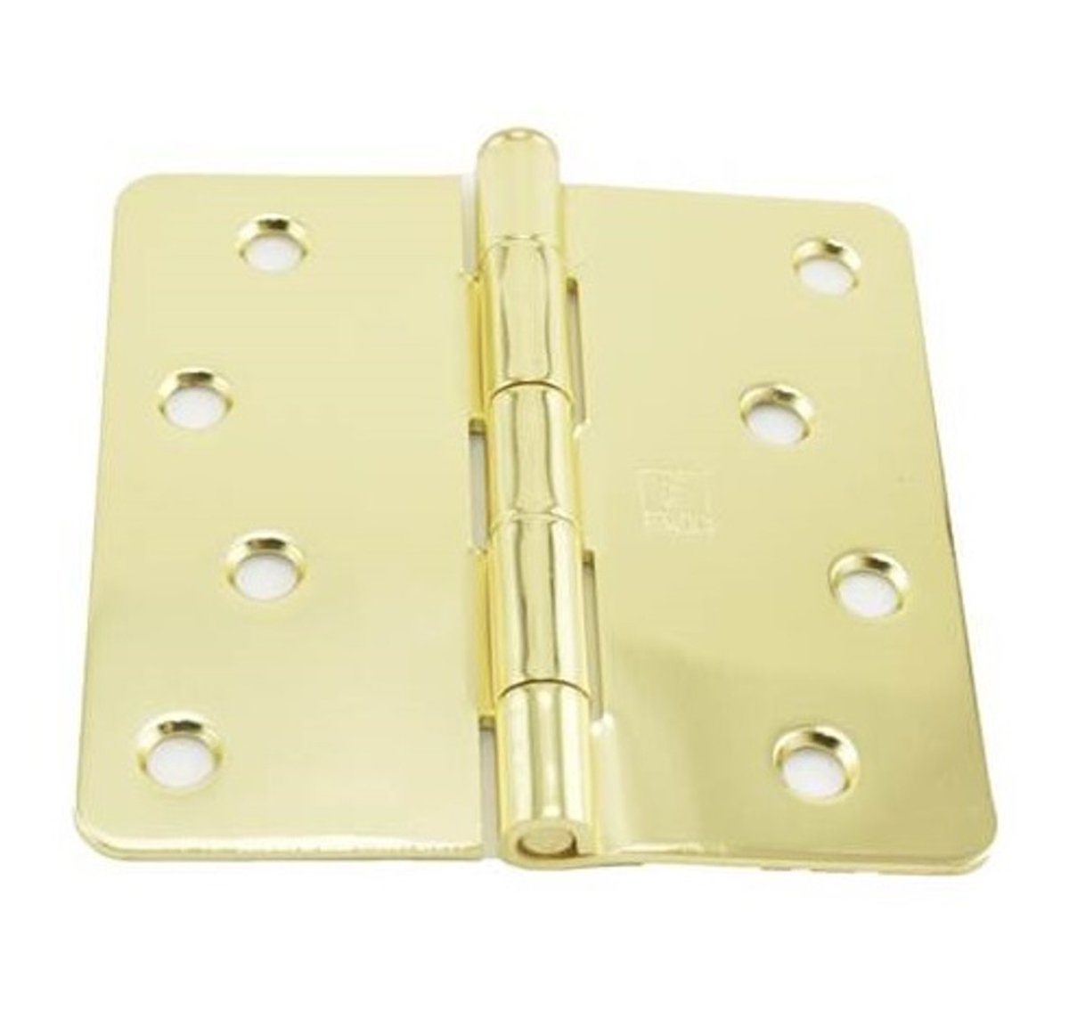 4 x 4 in. 0.25 in. Radius Full Mortise Residential Plain Bearing Hinge, Bright Brass