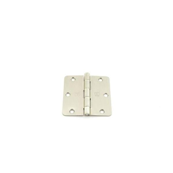 3.5 x 3.5 in. 0.25 in. Radius Full Mortise Residential Plain Bearing Template Hinge, Satin Nickel