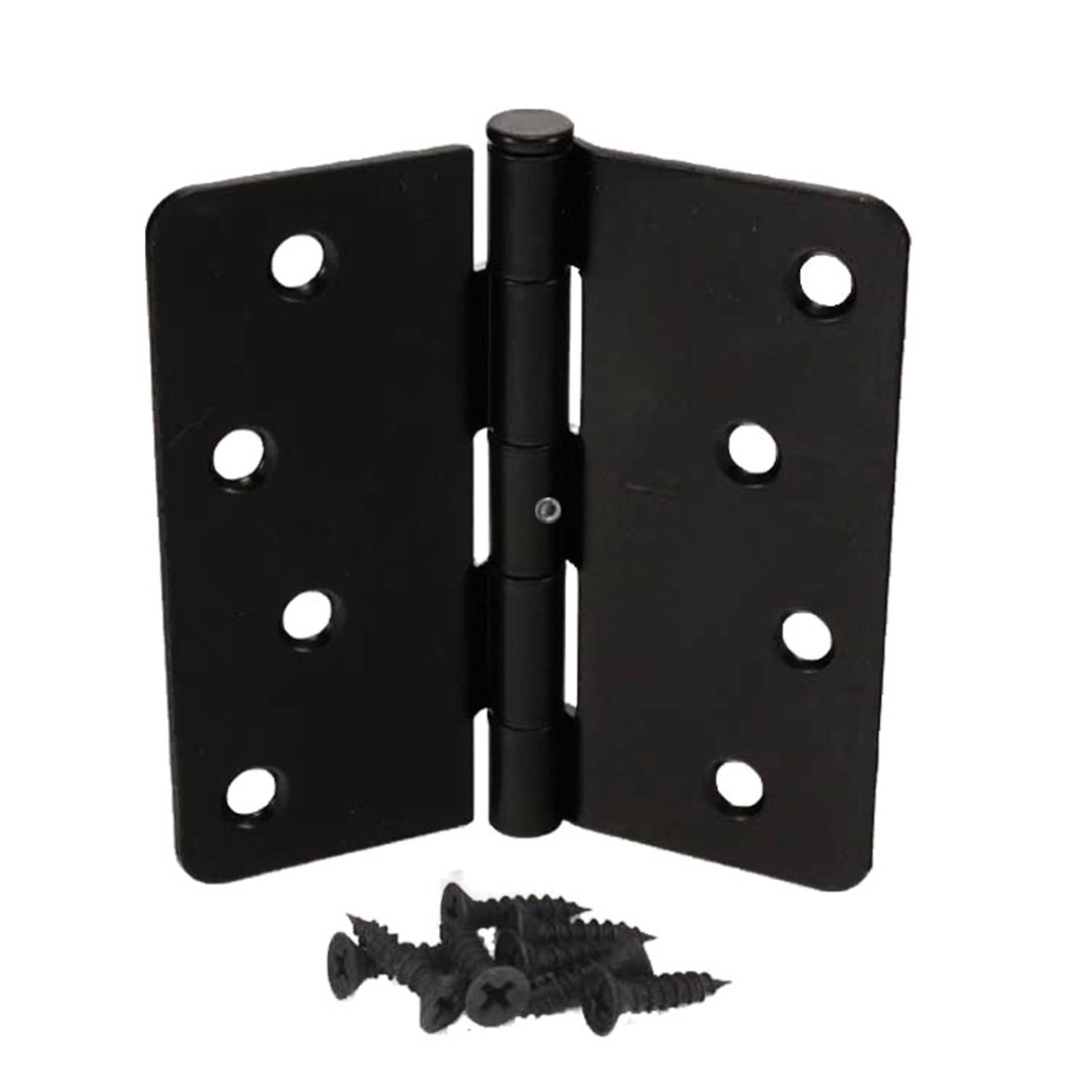4 x 4 in. 0.25 in. Radius Full Mortise Residential Plain Bearing Template Hinge, Flat Black