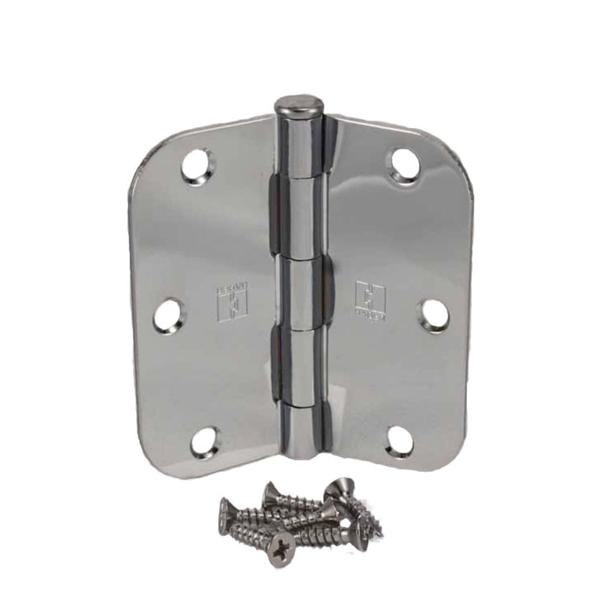 3.5 x 3.5 in. 0.625 in. Radius Full Mortise Residential Plain Bearing Hinge, Bright Chrome