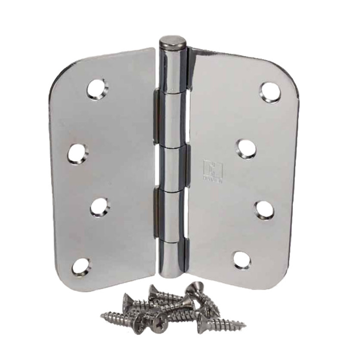 4 x 4 in. 0.625 in. Radius Full Mortise Residential Plain Bearing Hinge, Bright Chrome