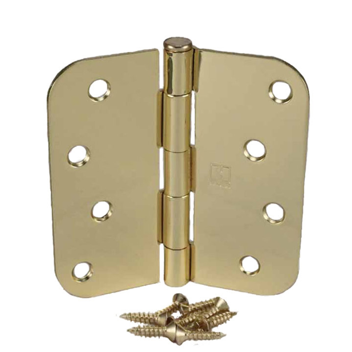4 x 4 in. 0.625 in. Radius Full Mortise Residential Plain Bearing Hinge, Bright Brass
