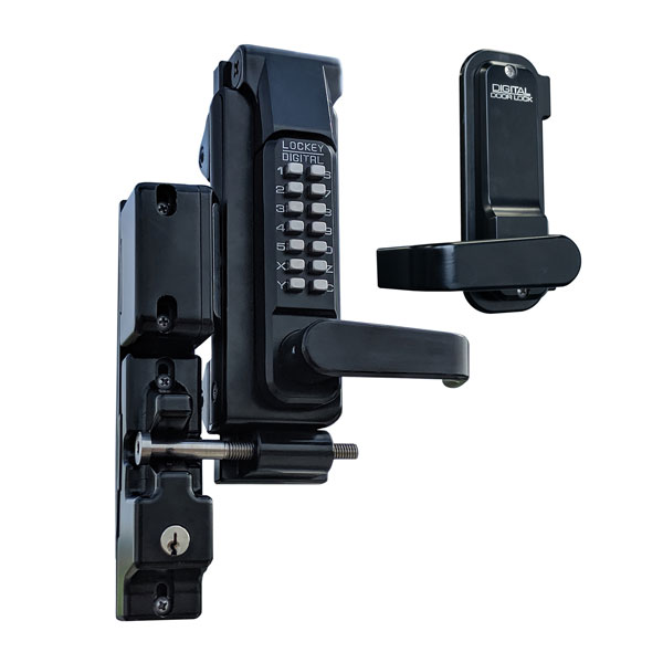Mechanical Keyless Surface Mount Gate Lock, Single Sided, Jet Black