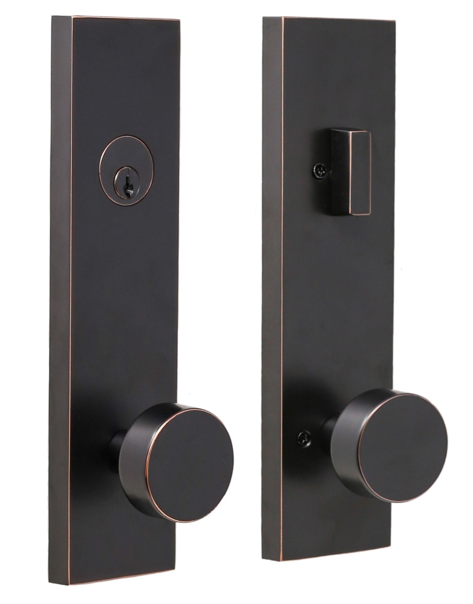 Mesa Knob Addy Escutcheon Single Cylinder Deadbolt Passage Lock with Adjustable Latch and Round