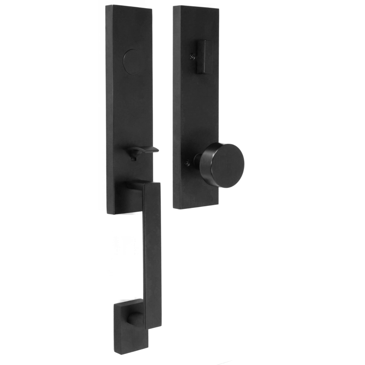 02875-2420020 Leighton Deadbolt Keyed One Side Dummy Handle Set with Mesa Knob, Matte Black
