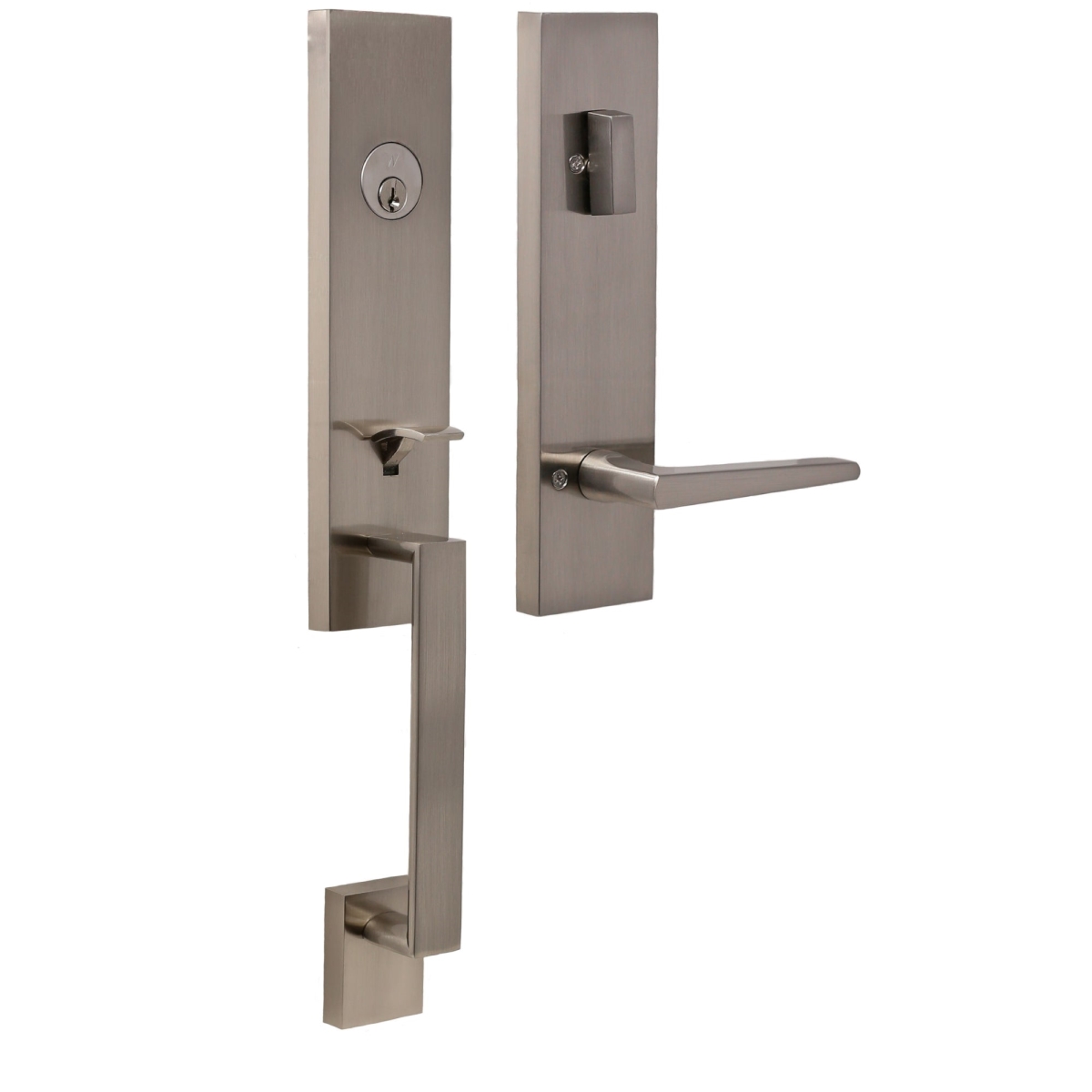 Leighton Single Cylinder Handleset with Philtower Lever Trim with Adjustable Latch and Round and