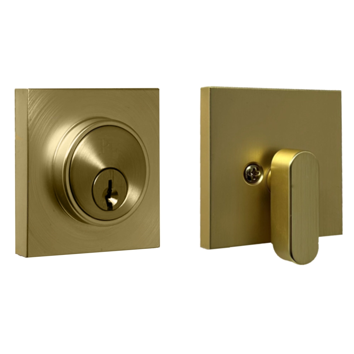 00771-4-4FR22 Keyed One Side Square Single Cylinder Deadbolt, Satin Brass