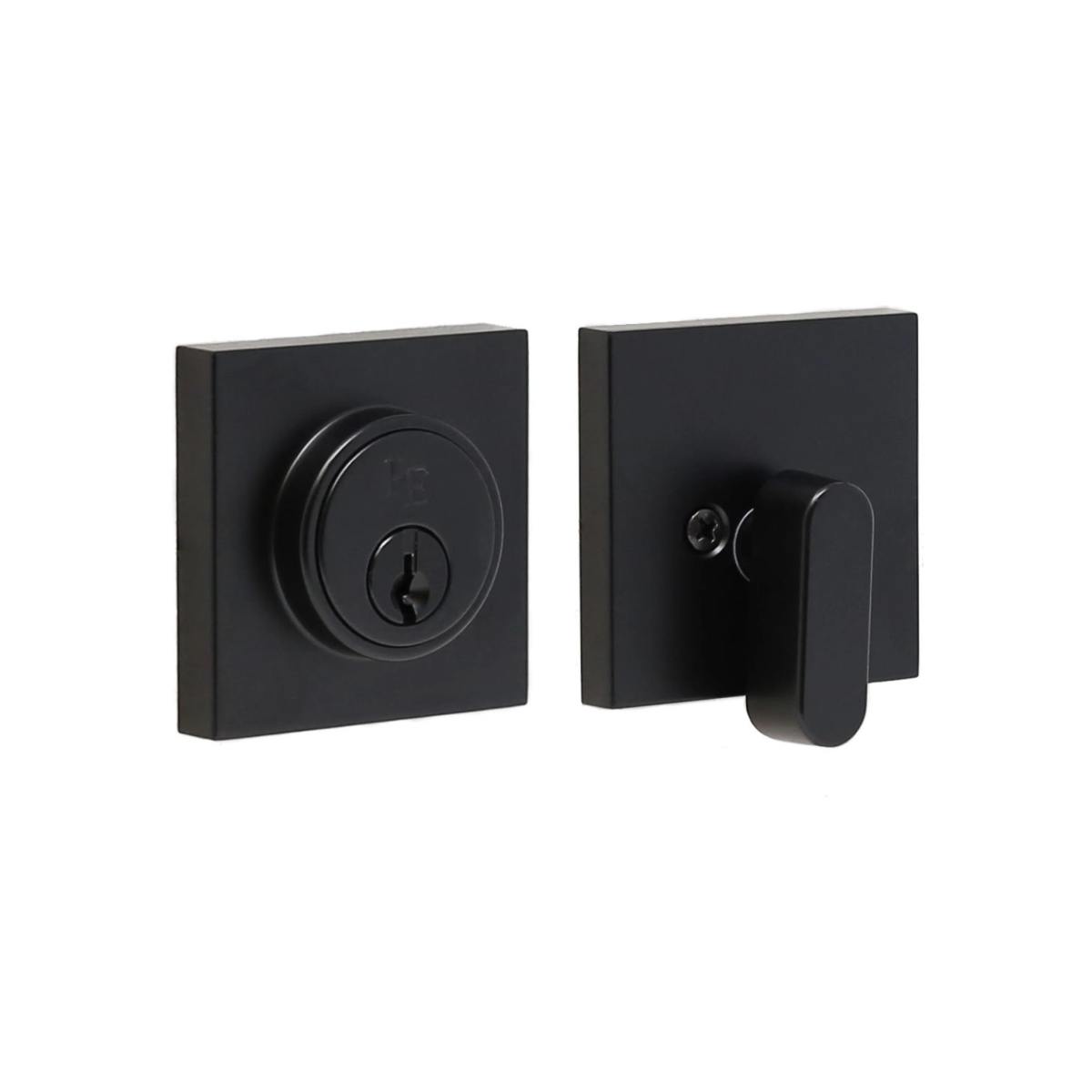Square Single Cylinder Deadbolt, Adjustable Latch and Round Corner Full Lip Strike Matte Black