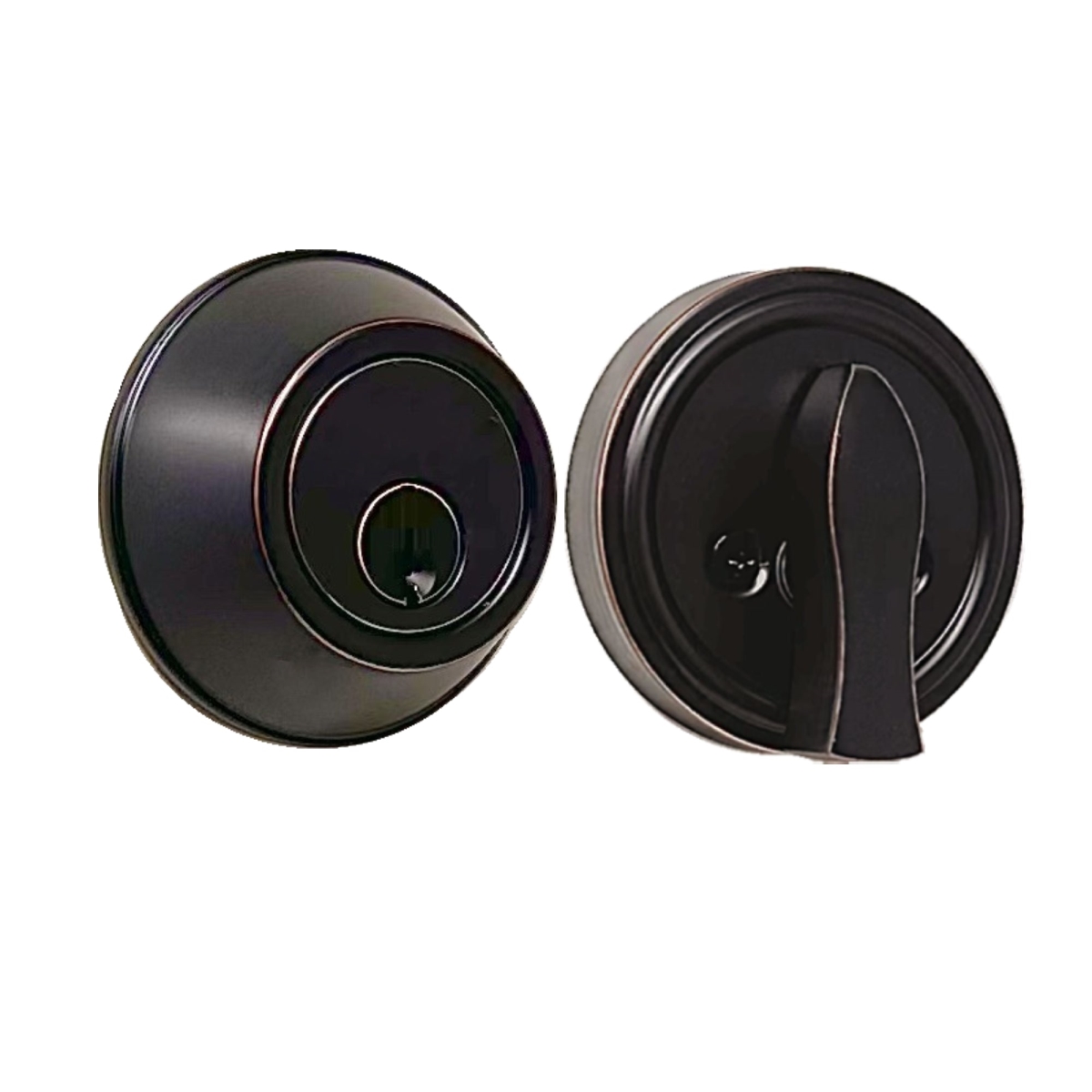 Keyed Single Cylinder Deadbolt - Oil Rubbed Bronze - Round Design - Durable Security