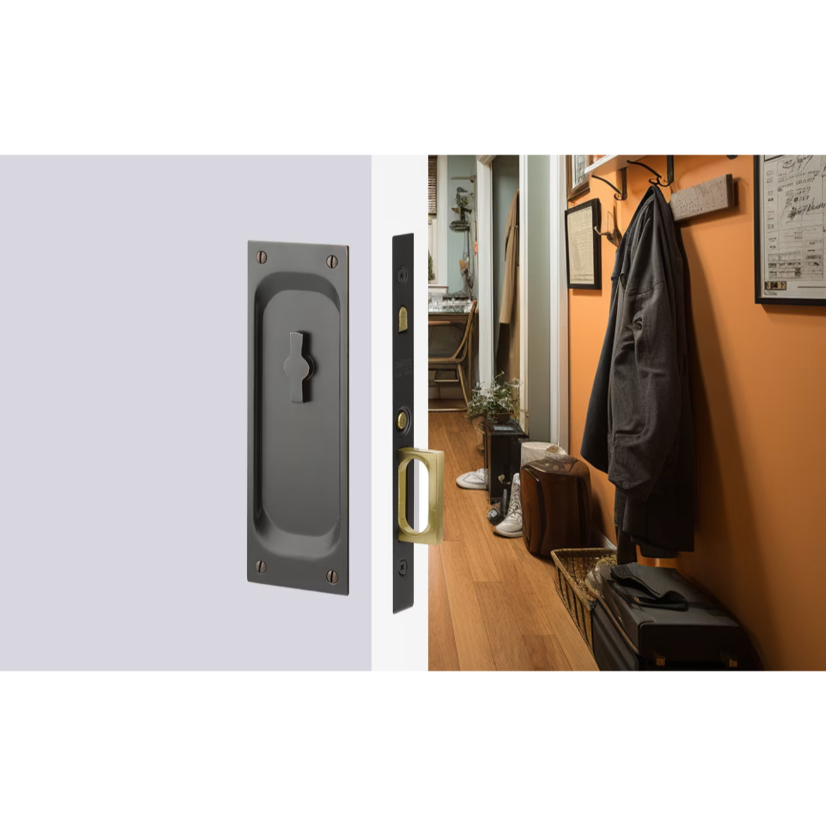 2105US10B138 Privacy Pocket Door Mortise Lock for 1.38 in. Door - Oil Rubbed Bronze Finish