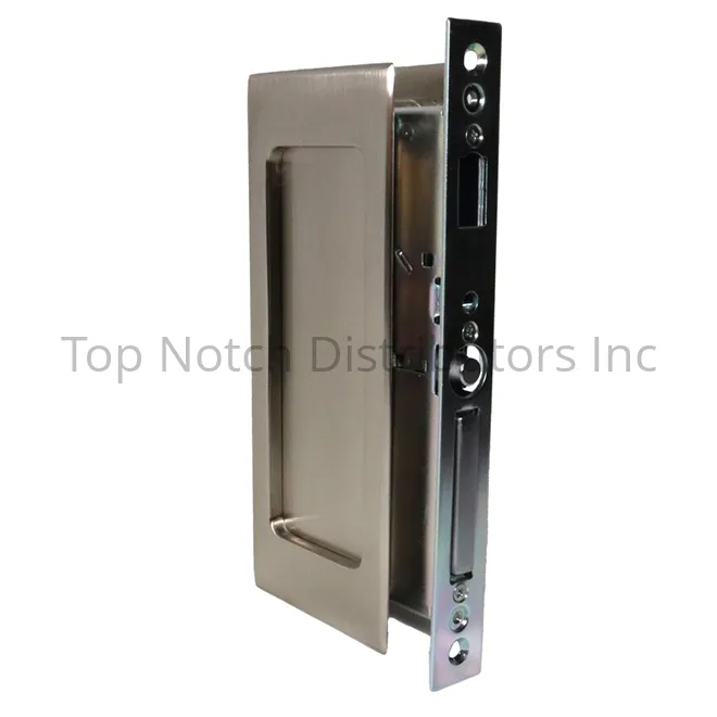 2114US15134 Modern Rectangular Passage Pocket Door Mortise Lock for 1.75 in. Door - Satin Nickel Finish