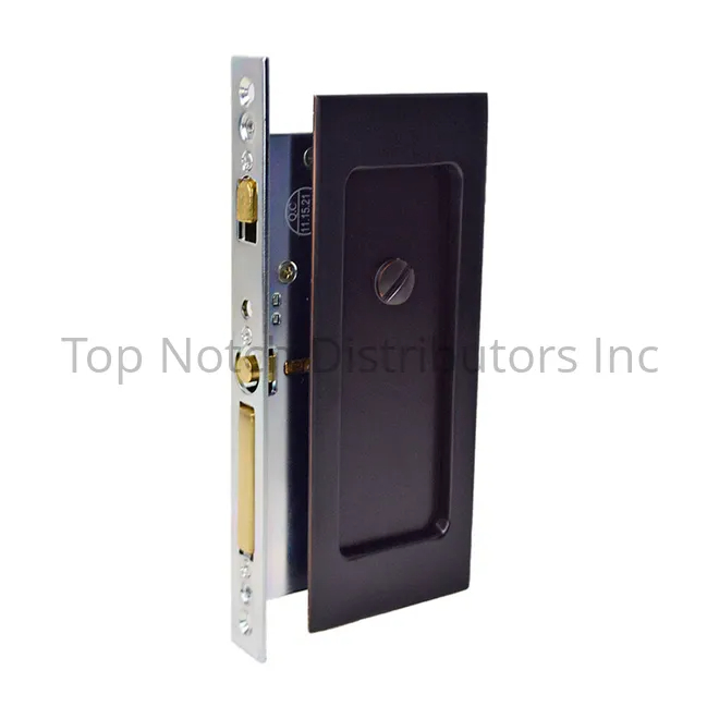 Modern Rectangular Privacy Pocket Door Mortise Lock for 1.38 in. Door - Oil Rubbed Bronze Finish