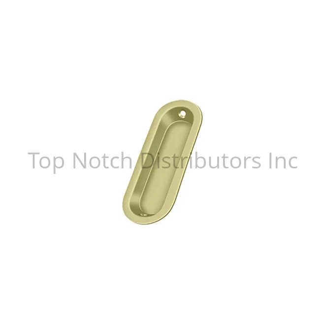 FP223U3-UNL 3.5 x 2.75 x 0.31 in. Oblong Flush Pull - Unlacquered Bright Brass Finish