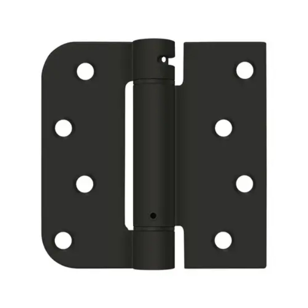 Left Hand 4in x 4in 5/8in Radius by Square Spring Hinge Paint Black Finish
