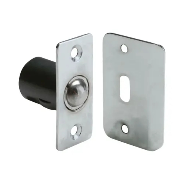 DD0510SN Adjustable Ball Catch with Round Corner Faceplate & Strike, Satin Nickel Finish
