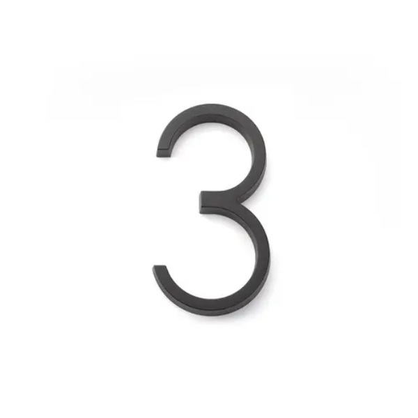 2833US19 7 in. Modern No.3 House Number - Flat Black Finish