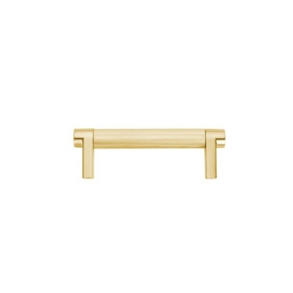 84052.RECUS4.KNUS4 3.5 in. Center to Center Rectangular Stem Knurled Cabinet Pull - Satin Brass Finish