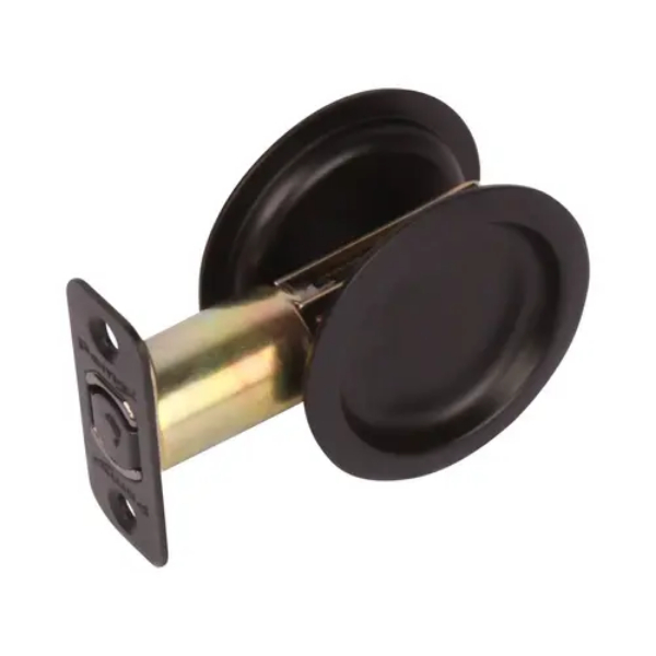PF2930 Passage Round Sliding Door Lock with 2.37 in. Backset Standard - Matte Black Finish