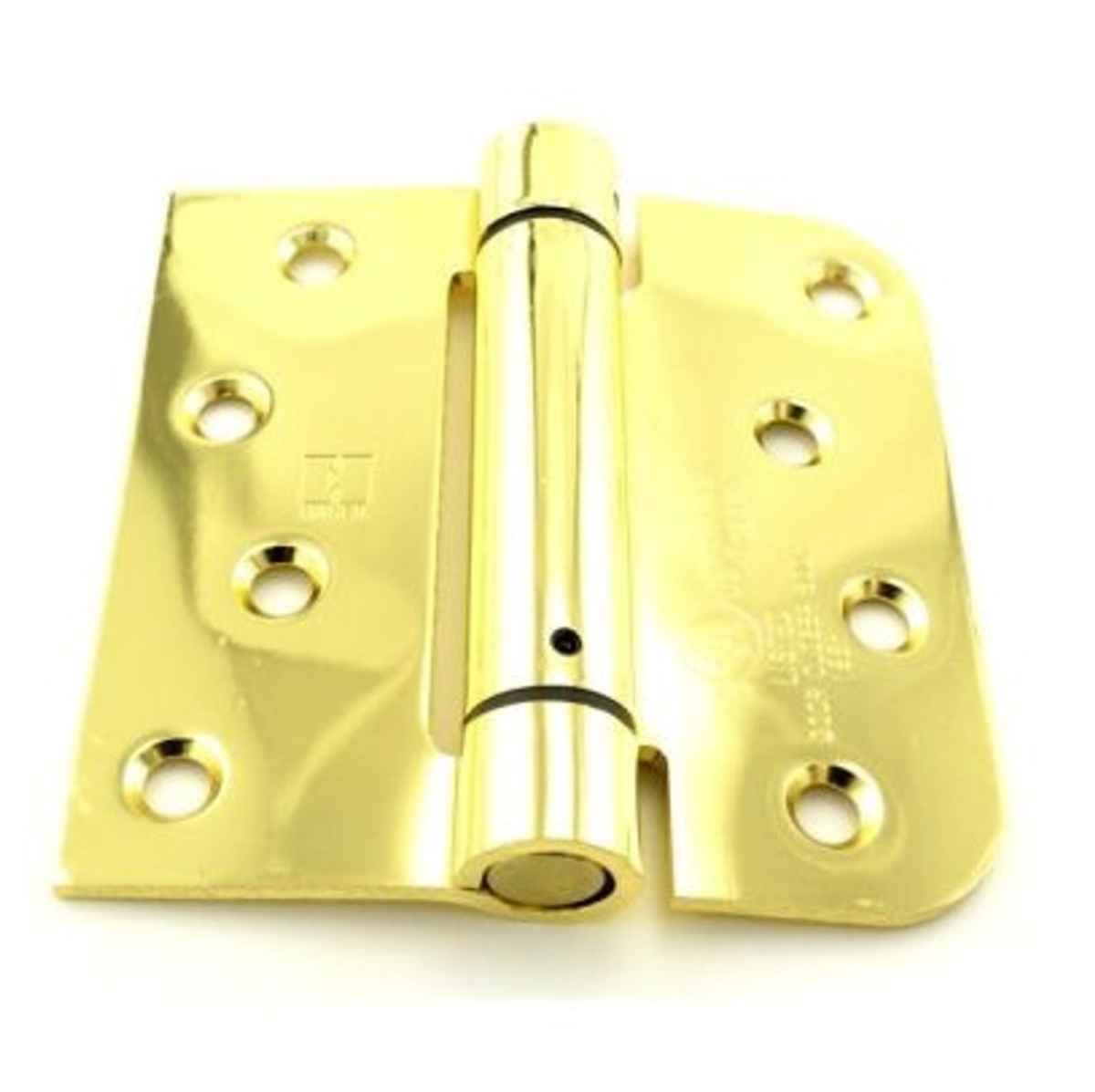 175442D 4 x 0.62 in. Brass Tone Dichromate Full Mortise Square Steel Residential Spring Hinge