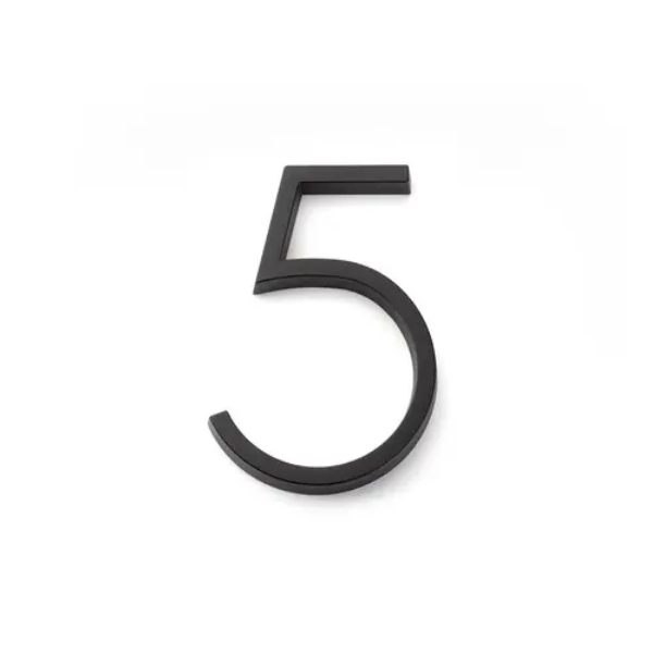2835US19 7 in. Modern No.5 House Number - Flat Black Finish