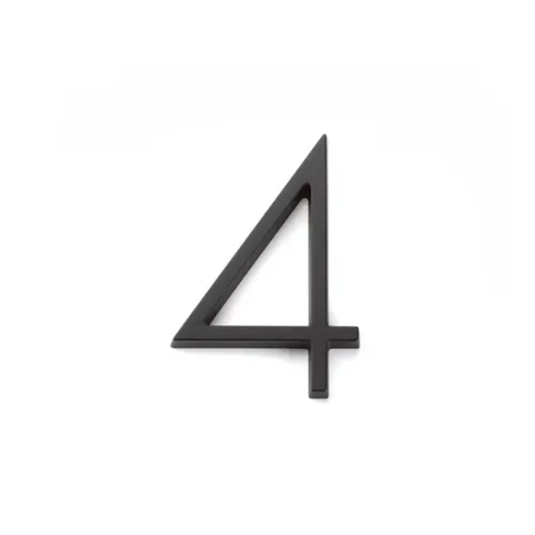 2834US19 7 in. Modern No.4 House Number - Flat Black Finish