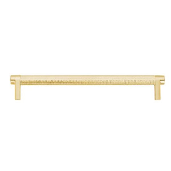 84056.RECUS4.KNUS4 8 in. Center to Center Rectangular Stem Knurled Cabinet Pull - Satin Brass Finish