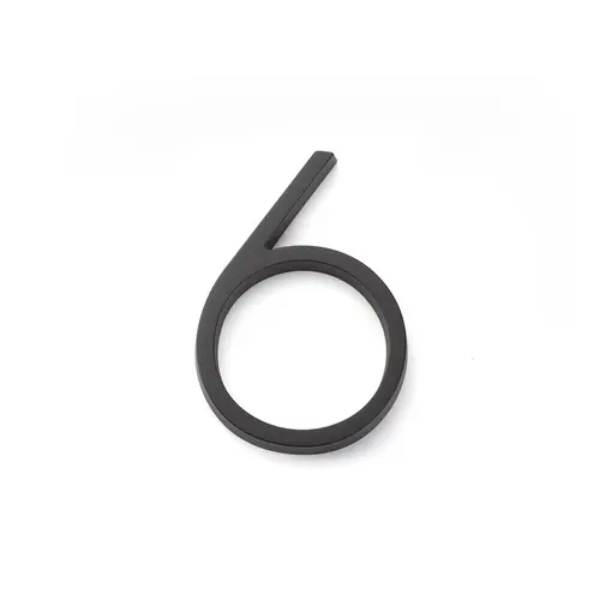 2836US19 7 in. Modern No.6 House Number - Flat Black Finish